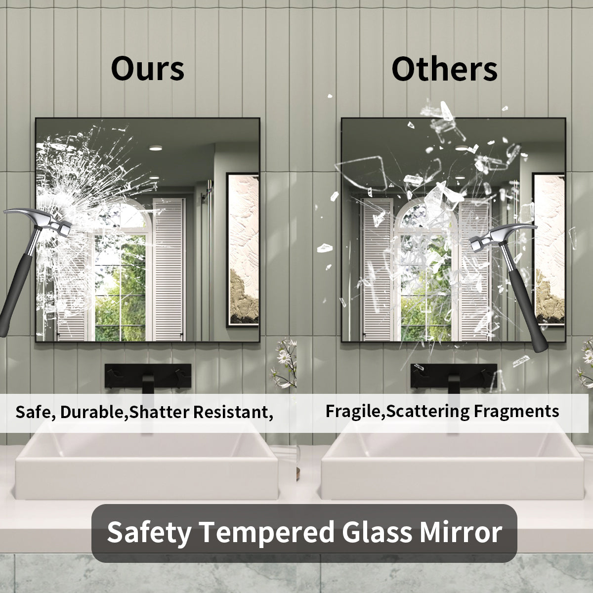 TaiMei 30 in. W x 30 in. H Rectangular Framed Wall Bathroom Vanity Mirror ZL3030-BL-08