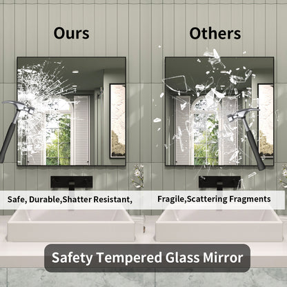 TaiMei 30 in. W x 30 in. H Rectangular Framed Wall Bathroom Vanity Mirror ZL3030-BL-08