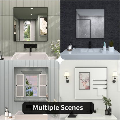 TaiMei 30 in. W x 30 in. H Rectangular Framed Wall Bathroom Vanity Mirror ZL3030-BL-13