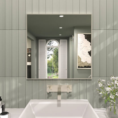 TaiMei 30 in. W x 30 in. H Rectangular Framed Wall Bathroom Vanity Mirror Brushed Nickel ZL3030-BN-01_1d3a6be7-b7a7-4fae-aafd-a9a40662ffb7