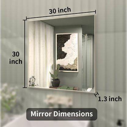 TaiMei 30 in. W x 30 in. H Rectangular Framed Wall Bathroom Vanity Mirror ZL3030-BN-04