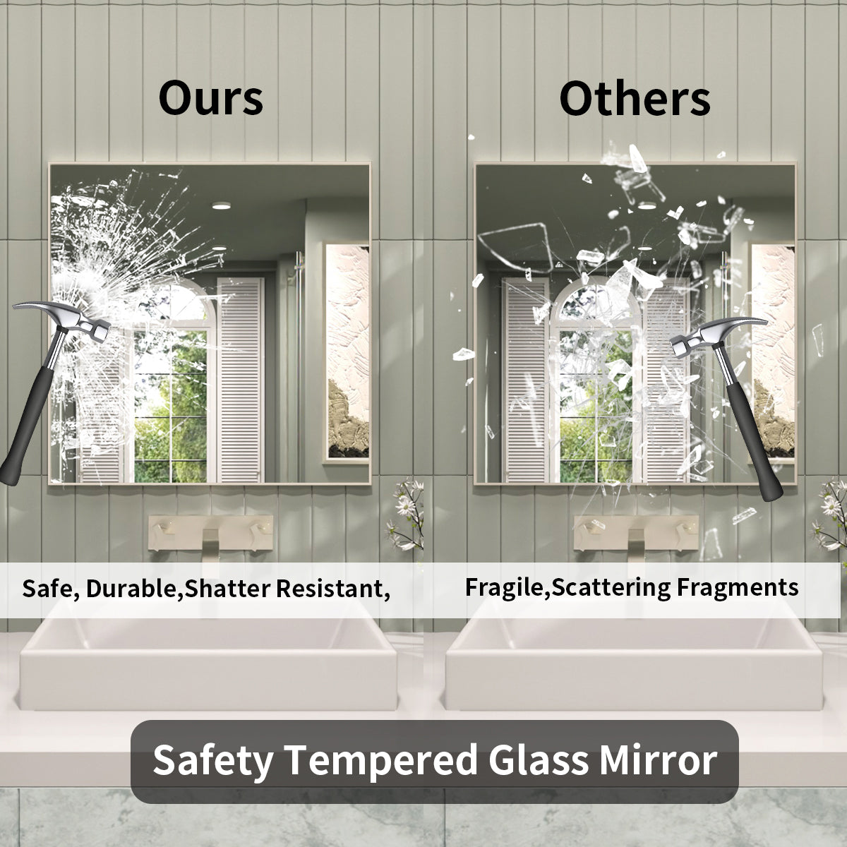 TaiMei 30 in. W x 30 in. H Rectangular Framed Wall Bathroom Vanity Mirror ZL3030-BN-07