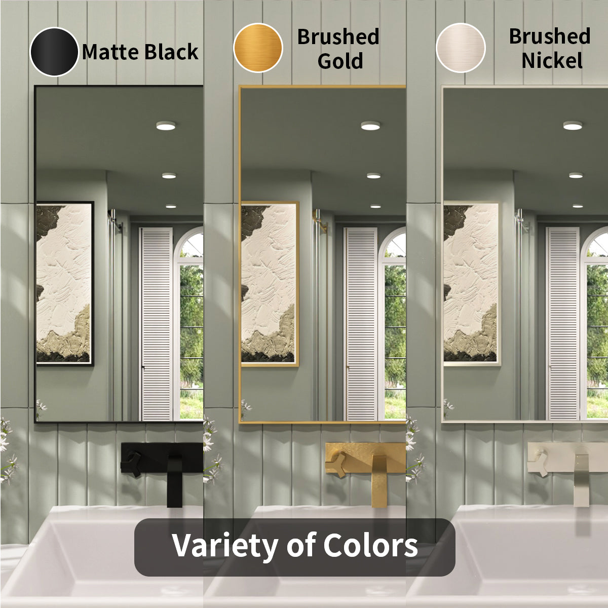 TaiMei 30 in. W x 30 in. H Rectangular Framed Wall Bathroom Vanity Mirror ZL3030-BN-09