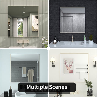 TaiMei 30 in. W x 30 in. H Rectangular Framed Wall Bathroom Vanity Mirror ZL3030-BN-12