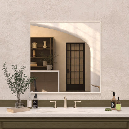 Sight 30 in. W x 30 in. H Rectangular Framed Wall Bathroom Vanity Mirror Brushed Nickel ZL3030BN-2_f1d0ab9c-e116-46c6-90fc-ad7bd4368b97