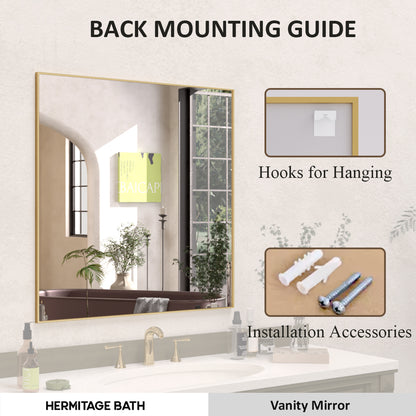 Sight 30 in. W x 30 in. H Rectangular Framed Wall Bathroom Vanity Mirror ZL3030GD-10