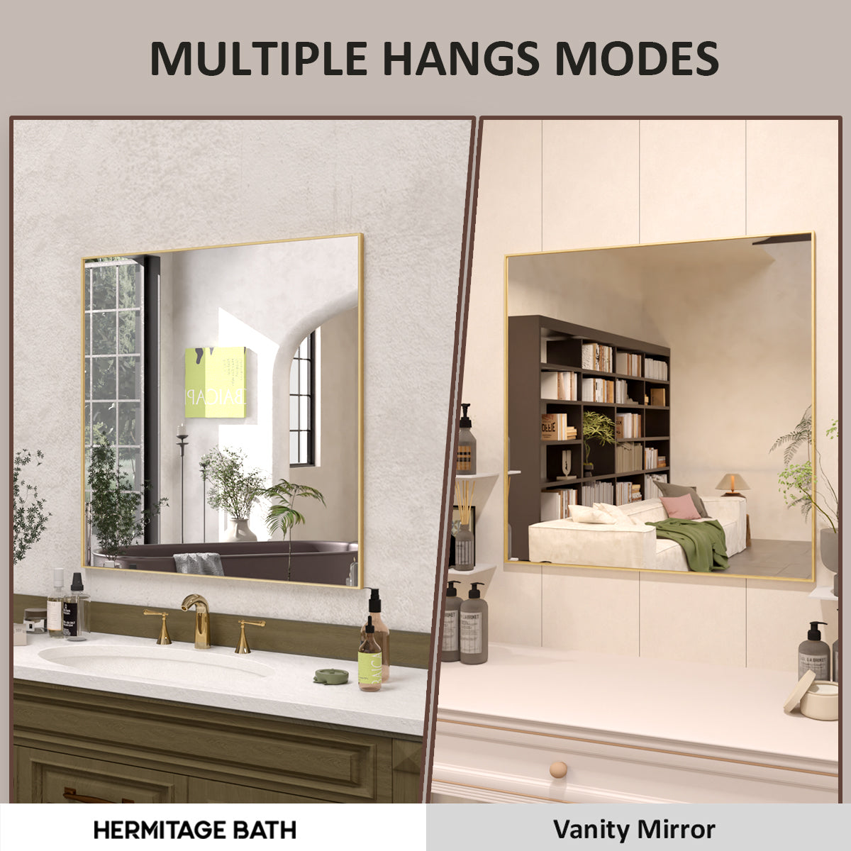 Sight 30 in. W x 30 in. H Rectangular Framed Wall Bathroom Vanity Mirror ZL3030GD-5
