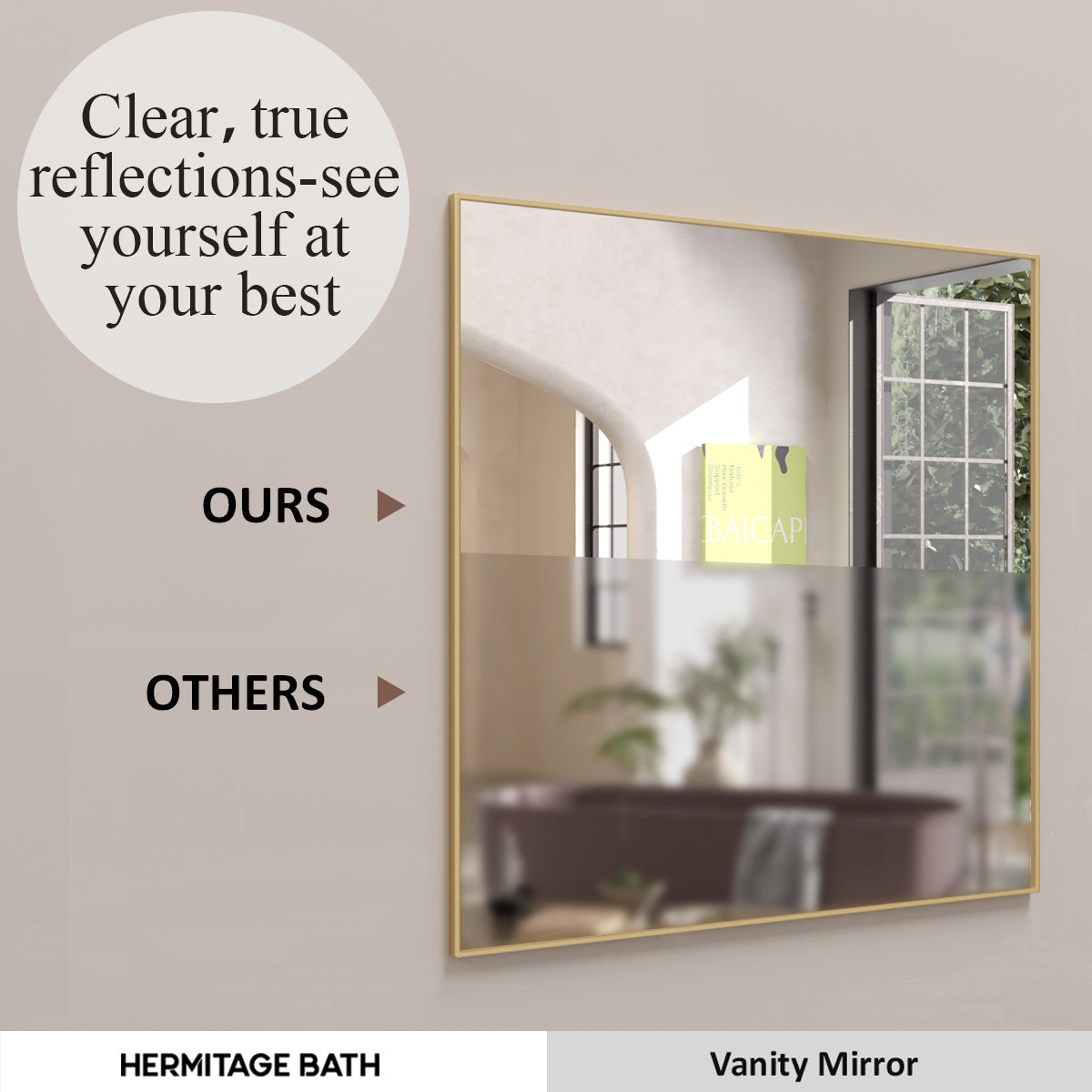 Sight 30 in. W x 30 in. H Rectangular Framed Wall Bathroom Vanity Mirror ZL3030GD-7