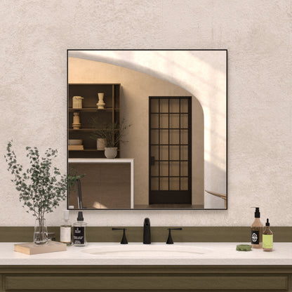 Sight 30 in. W x 30 in. H Rectangular Framed Wall Bathroom Vanity Mirror Matte-Black ZL3030MB-1