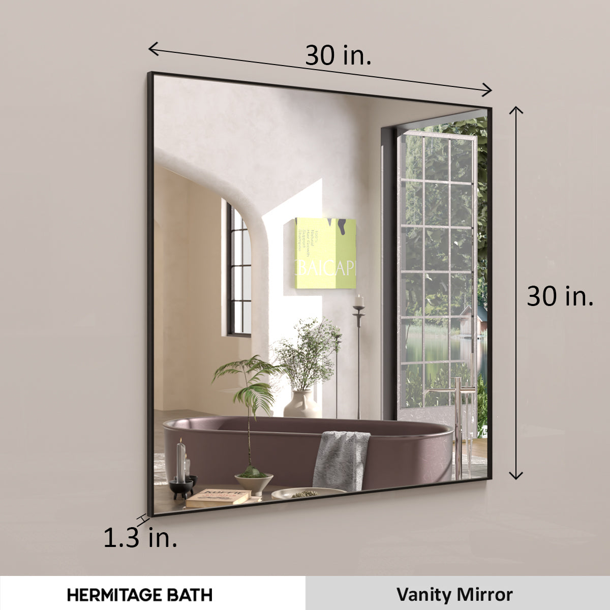 Sight 30 in. W x 30 in. H Rectangular Framed Wall Bathroom Vanity Mirror ZL3030MB-3