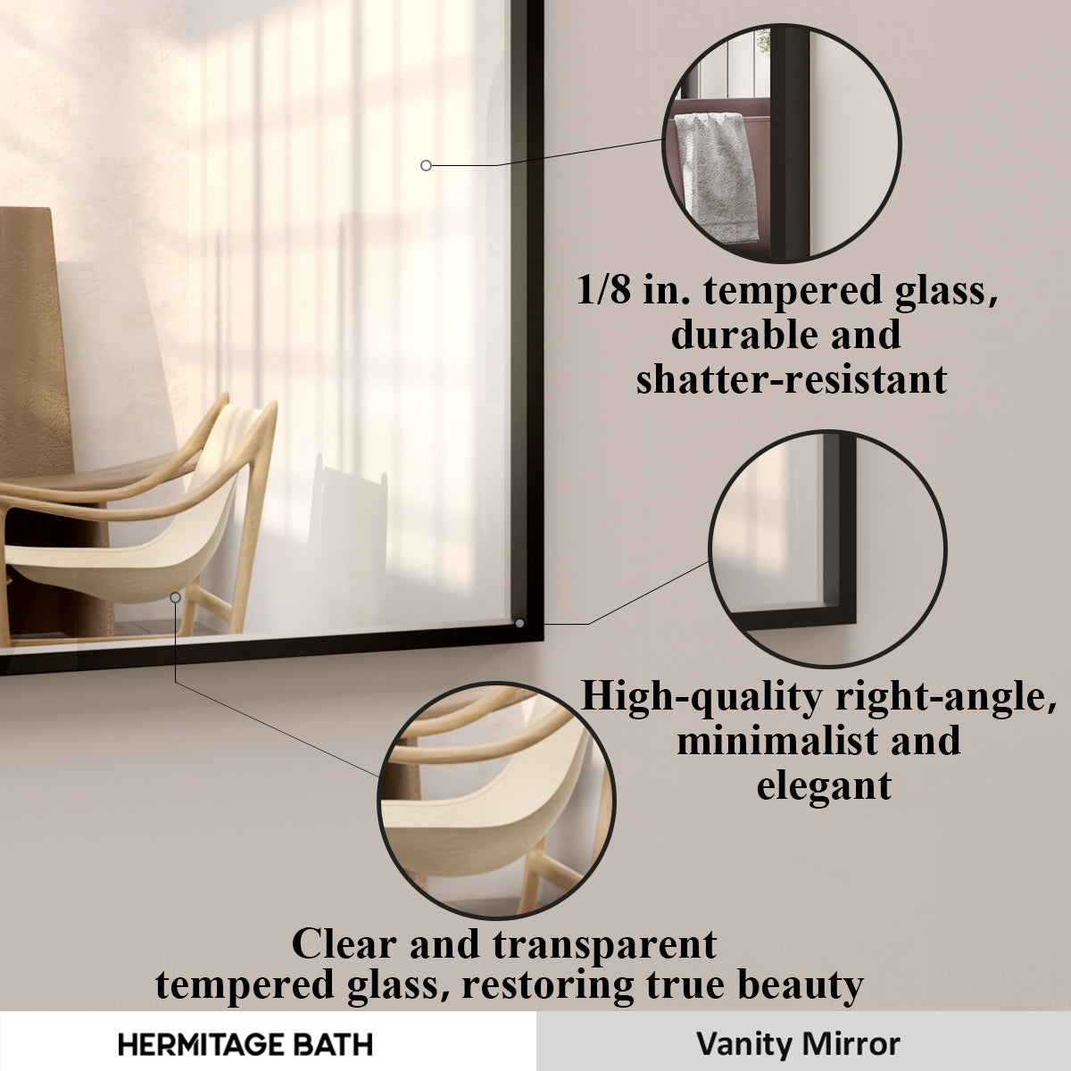 Sight 30 in. W x 30 in. H Rectangular Framed Wall Bathroom Vanity Mirror ZL3030MB-5