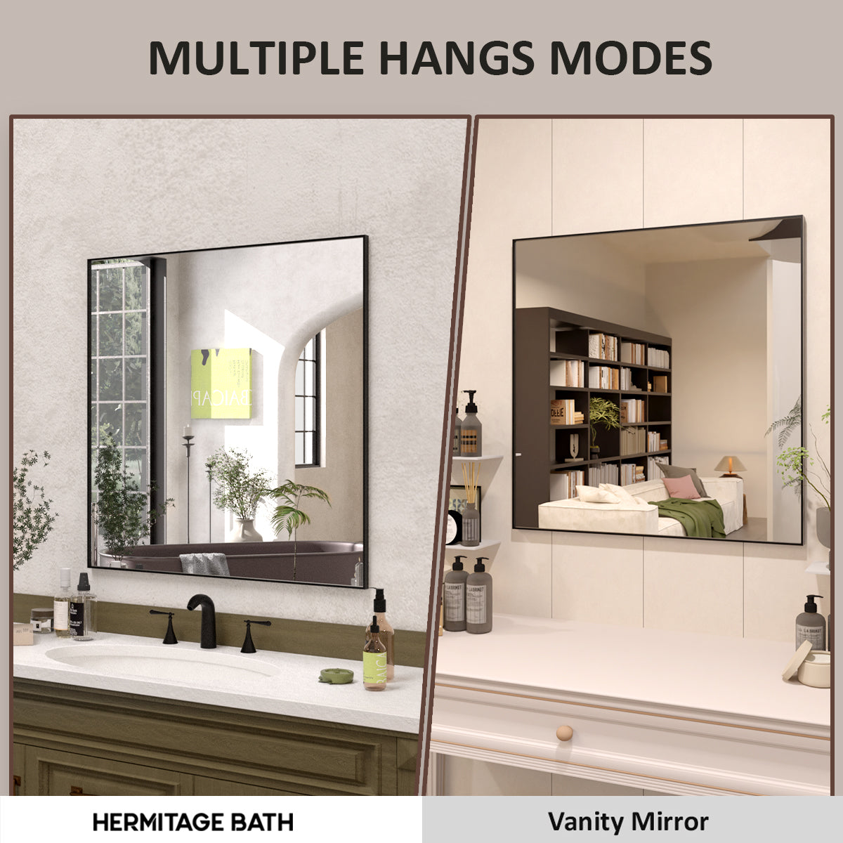 Sight 30 in. W x 30 in. H Rectangular Framed Wall Bathroom Vanity Mirror ZL3030MB-6
