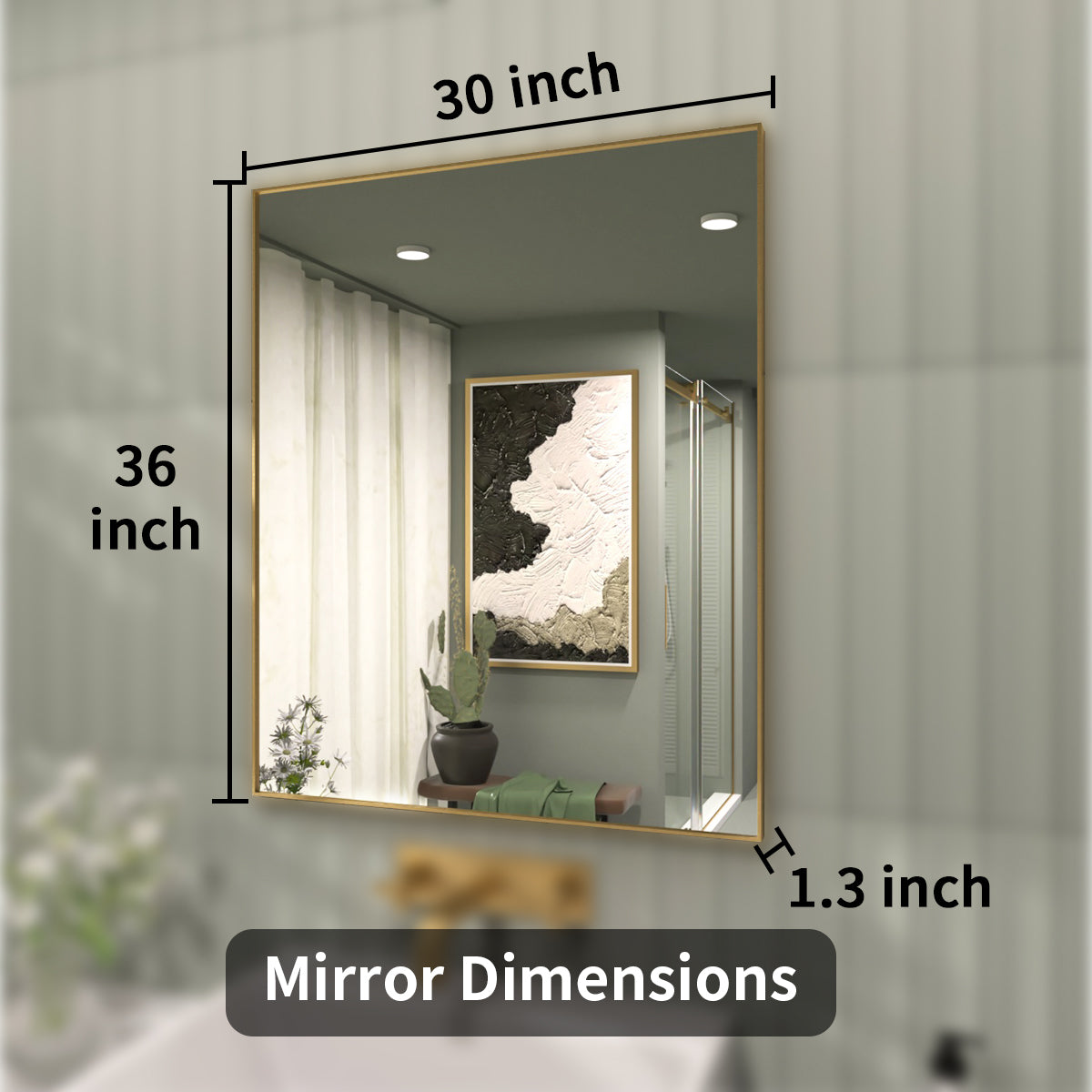 TaiMei 36 in. W x 30 in. H Rectangular Framed Wall Bathroom Vanity Mirror ZL3036-BG-04