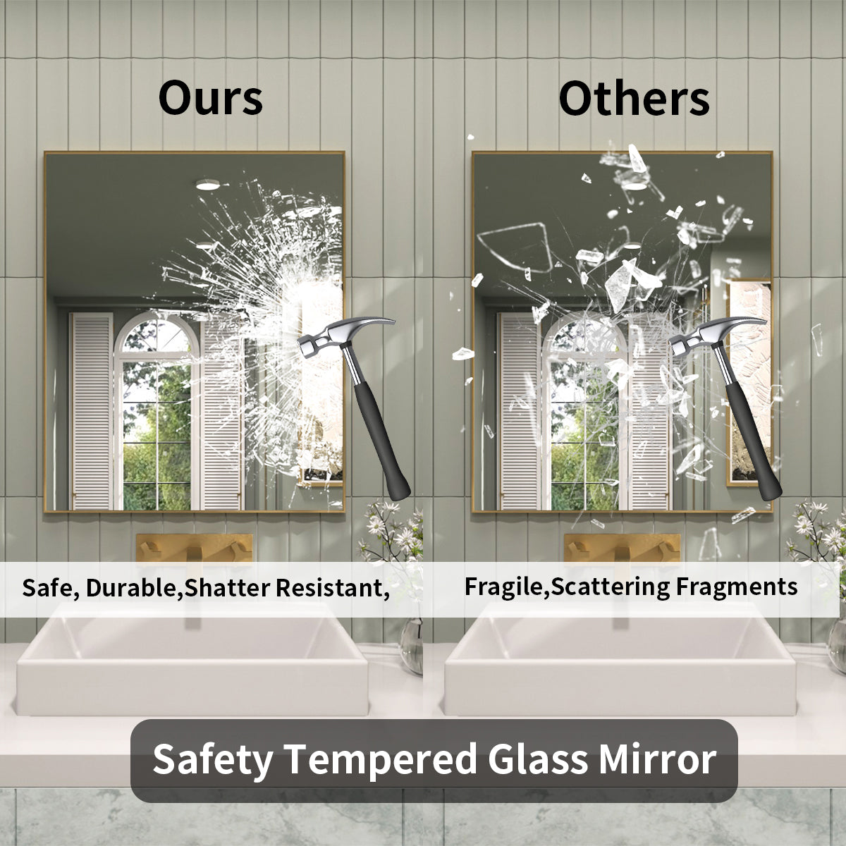TaiMei 36 in. W x 30 in. H Rectangular Framed Wall Bathroom Vanity Mirror ZL3036-BG-07