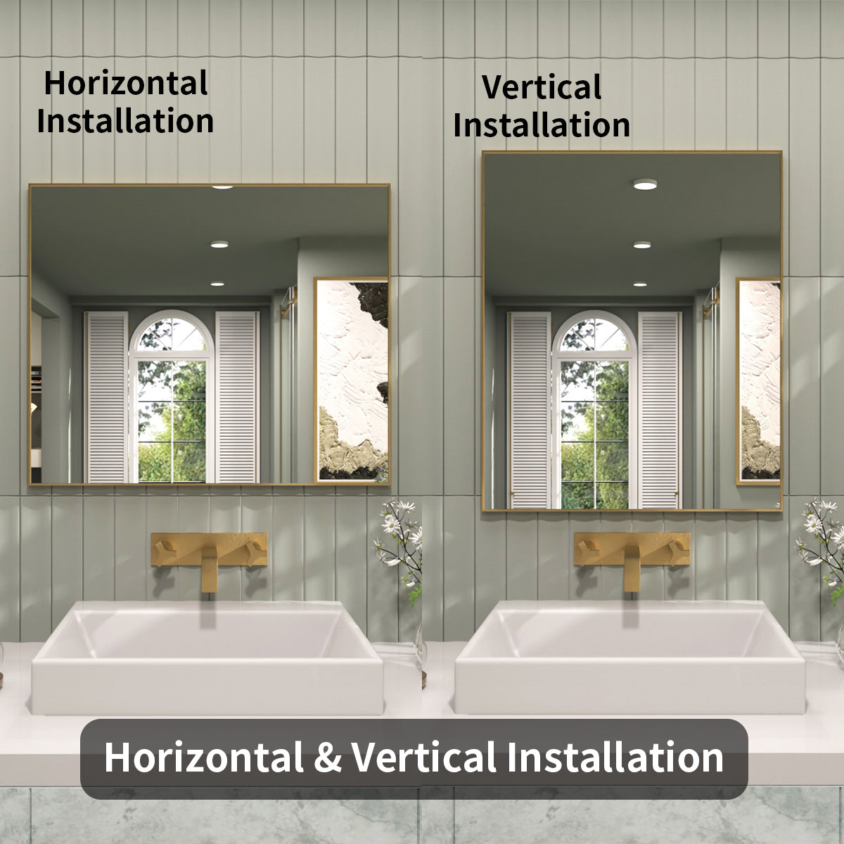 TaiMei 36 in. W x 30 in. H Rectangular Framed Wall Bathroom Vanity Mirror ZL3036-BG-08