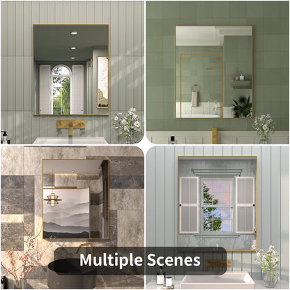 TaiMei 36 in. W x 30 in. H Rectangular Framed Wall Bathroom Vanity Mirror ZL3036-BG-12