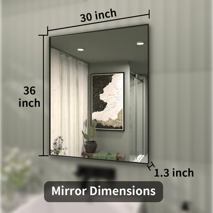 TaiMei 36 in. W x 30 in. H Rectangular Framed Wall Bathroom Vanity Mirror ZL3036-BL-04