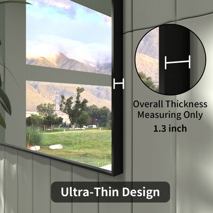 TaiMei 36 in. W x 30 in. H Rectangular Framed Wall Bathroom Vanity Mirror ZL3036-BL-06