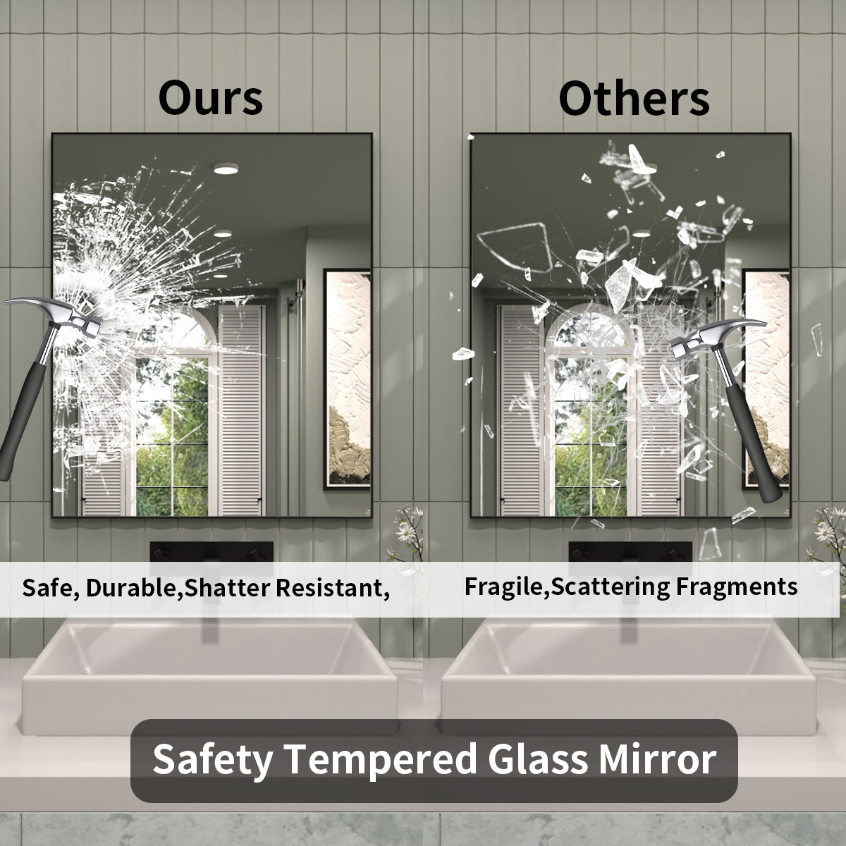 TaiMei 36 in. W x 30 in. H Rectangular Framed Wall Bathroom Vanity Mirror ZL3036-BL-08