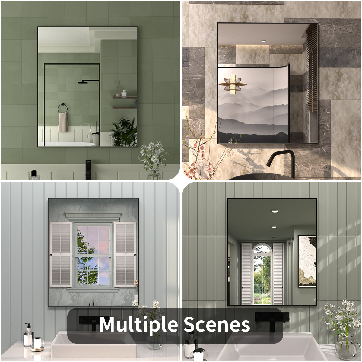 TaiMei 36 in. W x 30 in. H Rectangular Framed Wall Bathroom Vanity Mirror ZL3036-BL-13
