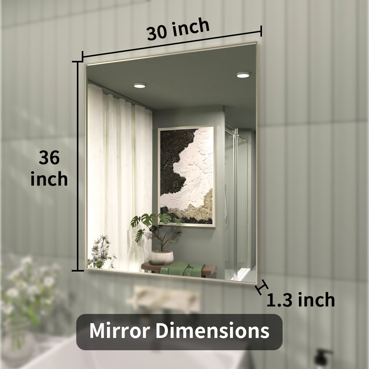 TaiMei 36 in. W x 30 in. H Rectangular Framed Wall Bathroom Vanity Mirror ZL3036-BN-04