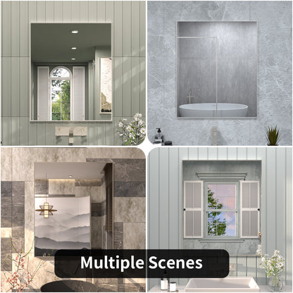 TaiMei 36 in. W x 30 in. H Rectangular Framed Wall Bathroom Vanity Mirror ZL3036-BN-12