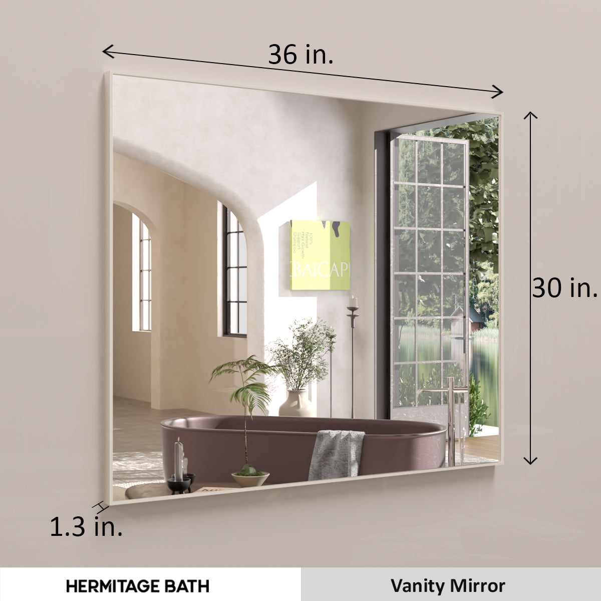 Sight 36 in. W x 30 in. H Rectangular Framed Wall Bathroom Vanity Mirror ZL3630BN-3