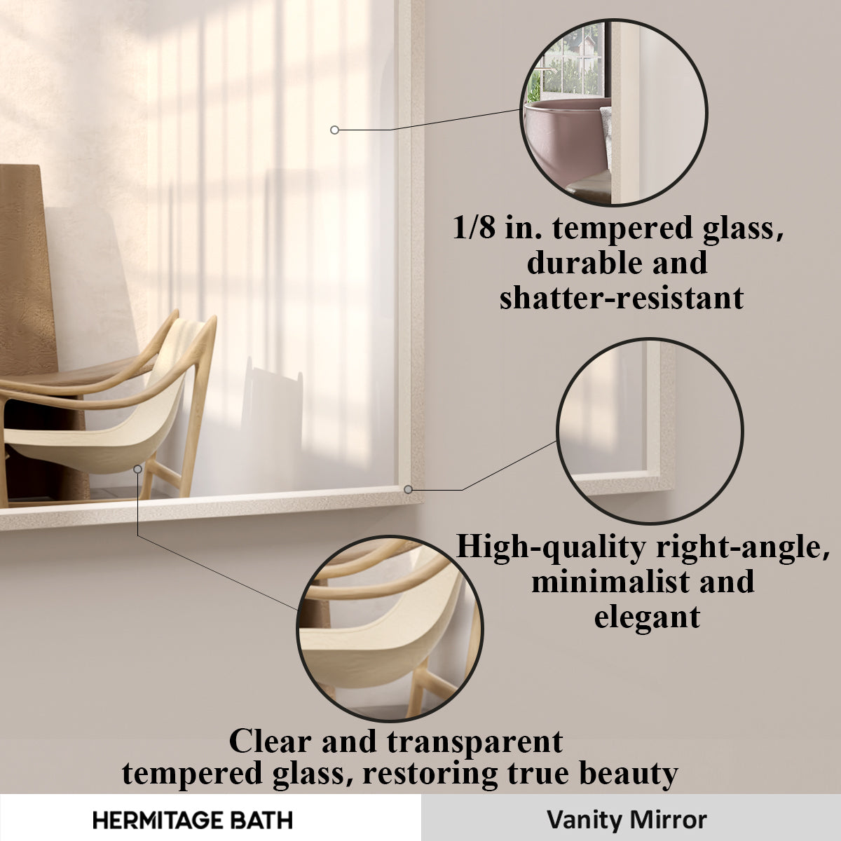 Sight 36 in. W x 30 in. H Rectangular Framed Wall Bathroom Vanity Mirror ZL3630BN-4