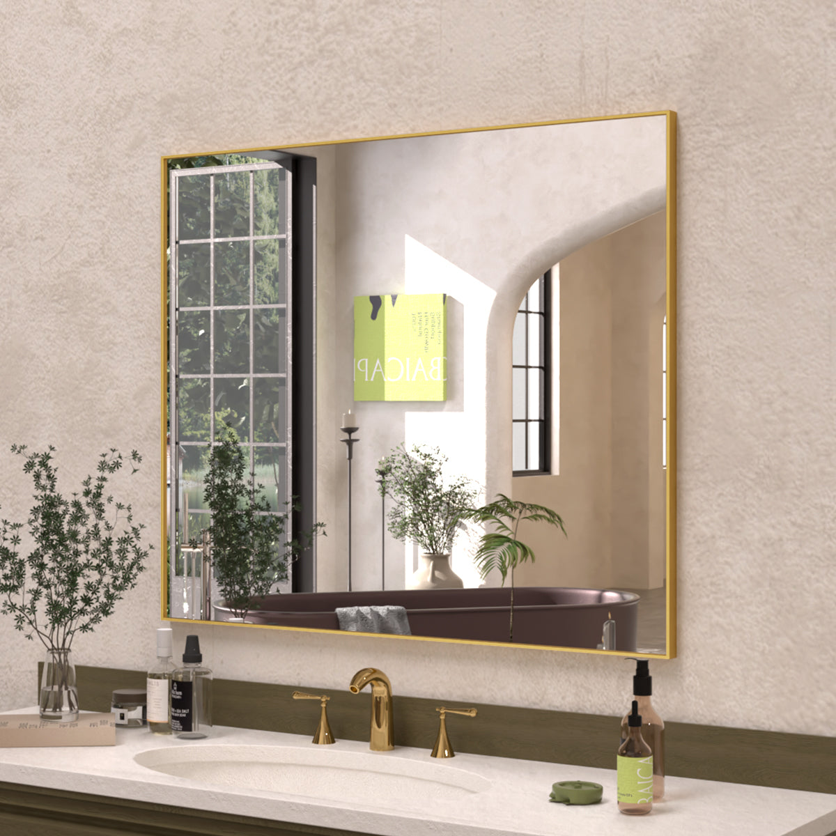 Sight 36 in. W x 30 in. H Rectangular Framed Wall Bathroom Vanity Mirror ZL3630GD-1