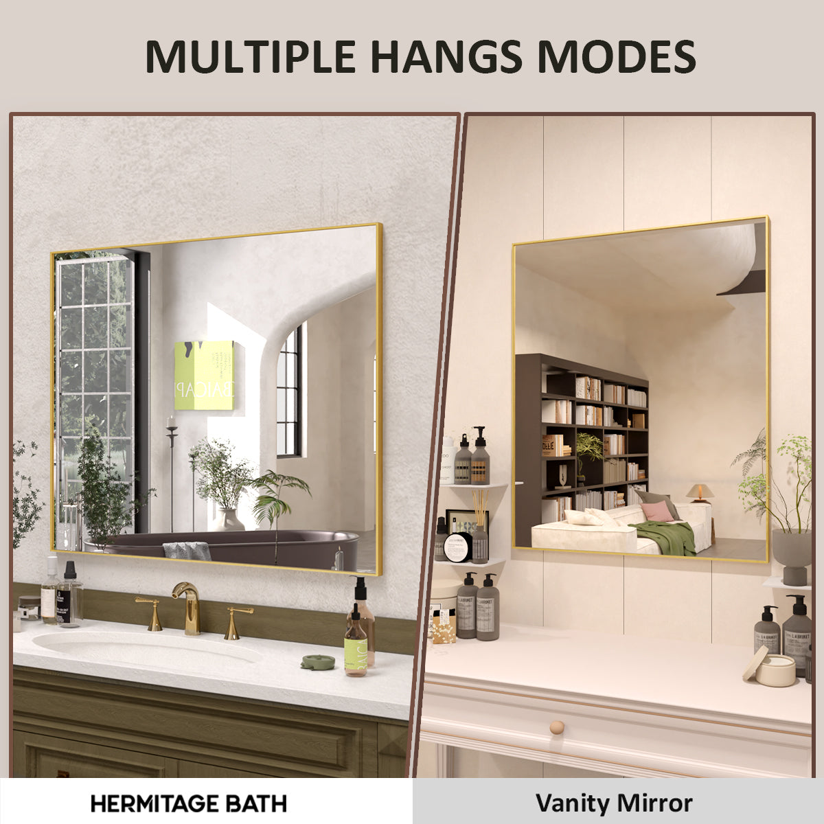 Sight 36 in. W x 30 in. H Rectangular Framed Wall Bathroom Vanity Mirror ZL3630GD-5
