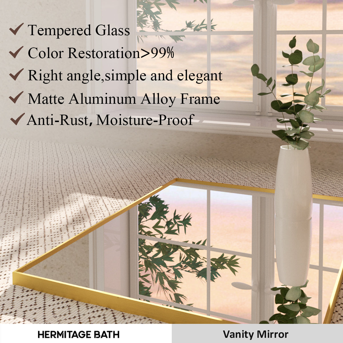 Sight 36 in. W x 30 in. H Rectangular Framed Wall Bathroom Vanity Mirror ZL3630GD-6