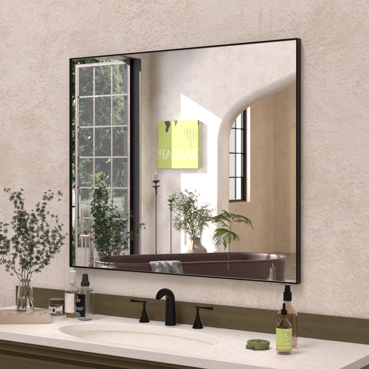 Sight 36 in. W x 30 in. H Rectangular Framed Wall Bathroom Vanity Mirror ZL3630MB-1
