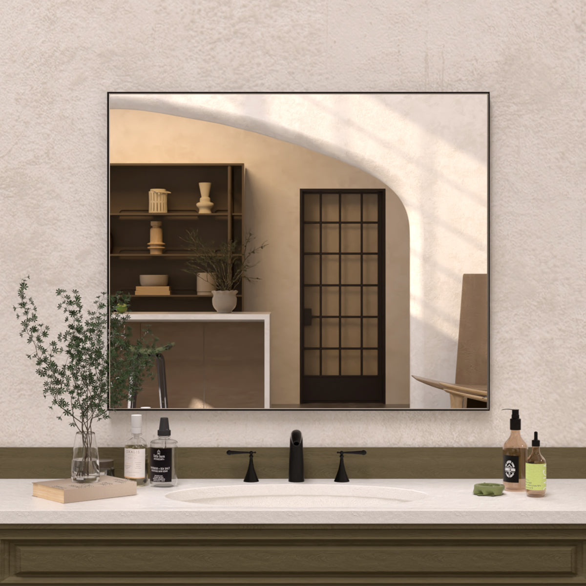 Sight 36 in. W x 30 in. H Rectangular Framed Wall Bathroom Vanity Mirror Matte-Black ZL3630MB-2_761daaaf-5d36-4366-bd5e-0ed3946addc7