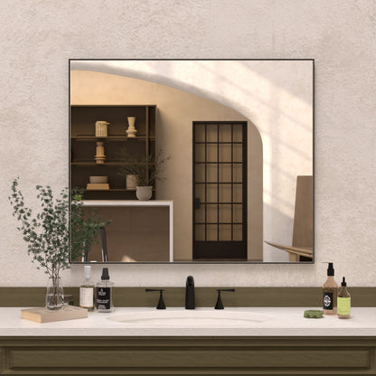 Sight 36 in. W x 30 in. H Rectangular Framed Wall Bathroom Vanity Mirror Matte-Black ZL3630MB-2_761daaaf-5d36-4366-bd5e-0ed3946addc7