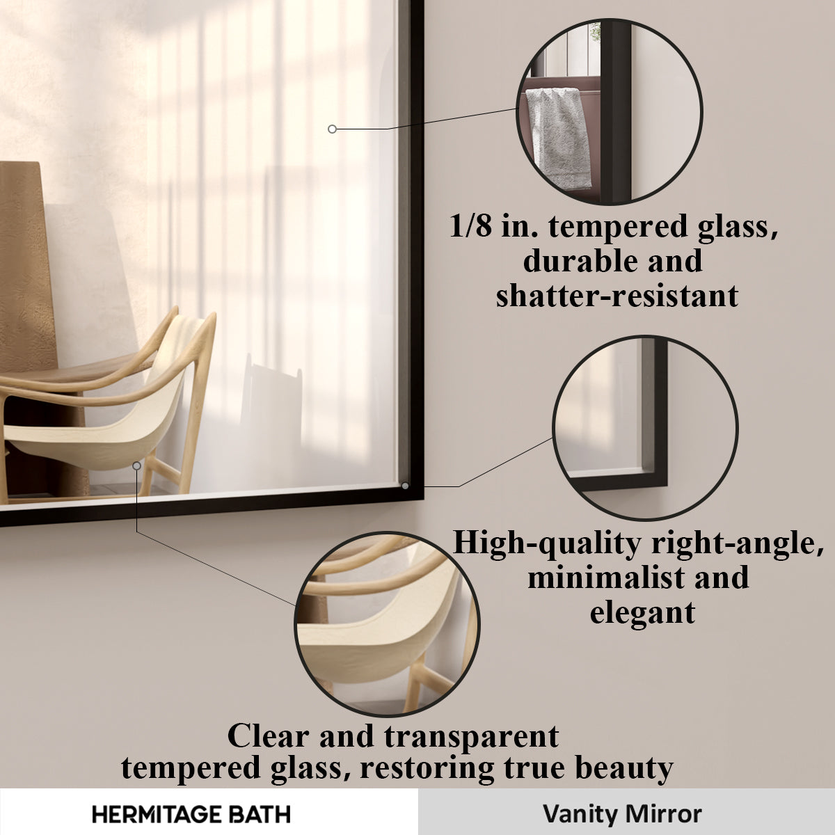 Sight 36 in. W x 30 in. H Rectangular Framed Wall Bathroom Vanity Mirror ZL3630MB-4