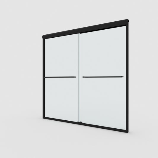 Vorth 60 in. W x 56 in. H Sliding Semi-Frameless Tub Door in Matte Black Finish with Clear Glass