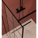 Fragrance 34 in. W x 72 in. H Fixed Framed Shower Door in Matte Black Finish with Patterned Glass