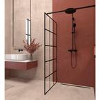 Fragrance 34 in. W x 72 in. H Fixed Framed Shower Door in Matte Black Finish with Patterned Glass hermitage-bath-alcove-shower-doors-hb-101mb-4f_145
