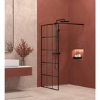 Fragrance 34 in. W x 72 in. H Fixed Framed Shower Door in Matte Black Finish with Patterned Glass hermitage-bath-alcove-shower-doors-hb-101mb-64_145