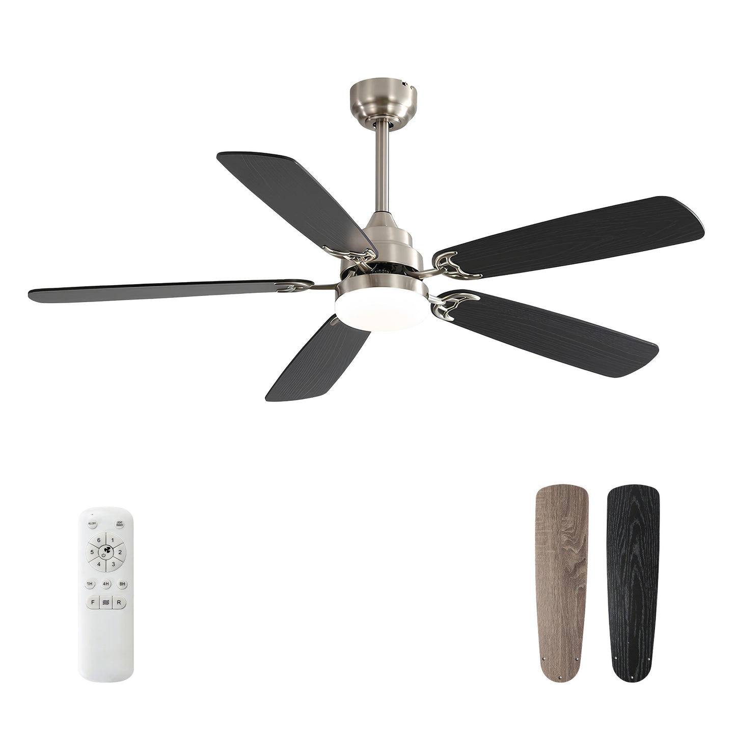 Taimei Cirrus 52 in. White Oak Downrod Standard Ceiling Fan with Integrated LED with Remote Included 5 Two-Tone Blades DC Motor new7
