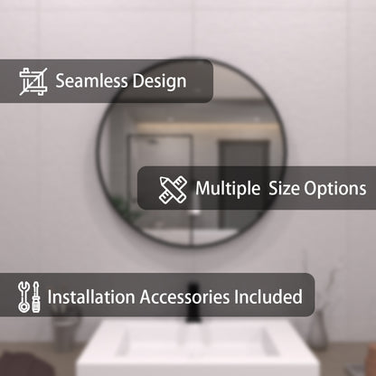 TaiMei Multiple sizes Round Framed Wall Bathroom Vanity Mirror in Matte Black rm24-BL03
