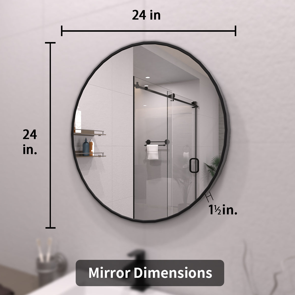 TaiMei Multiple sizes Round Framed Wall Bathroom Vanity Mirror in Matte Black rm24-BL04