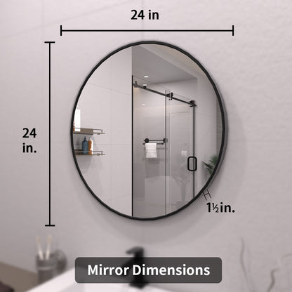 TaiMei Multiple sizes Round Framed Wall Bathroom Vanity Mirror in Matte Black rm24-BL04