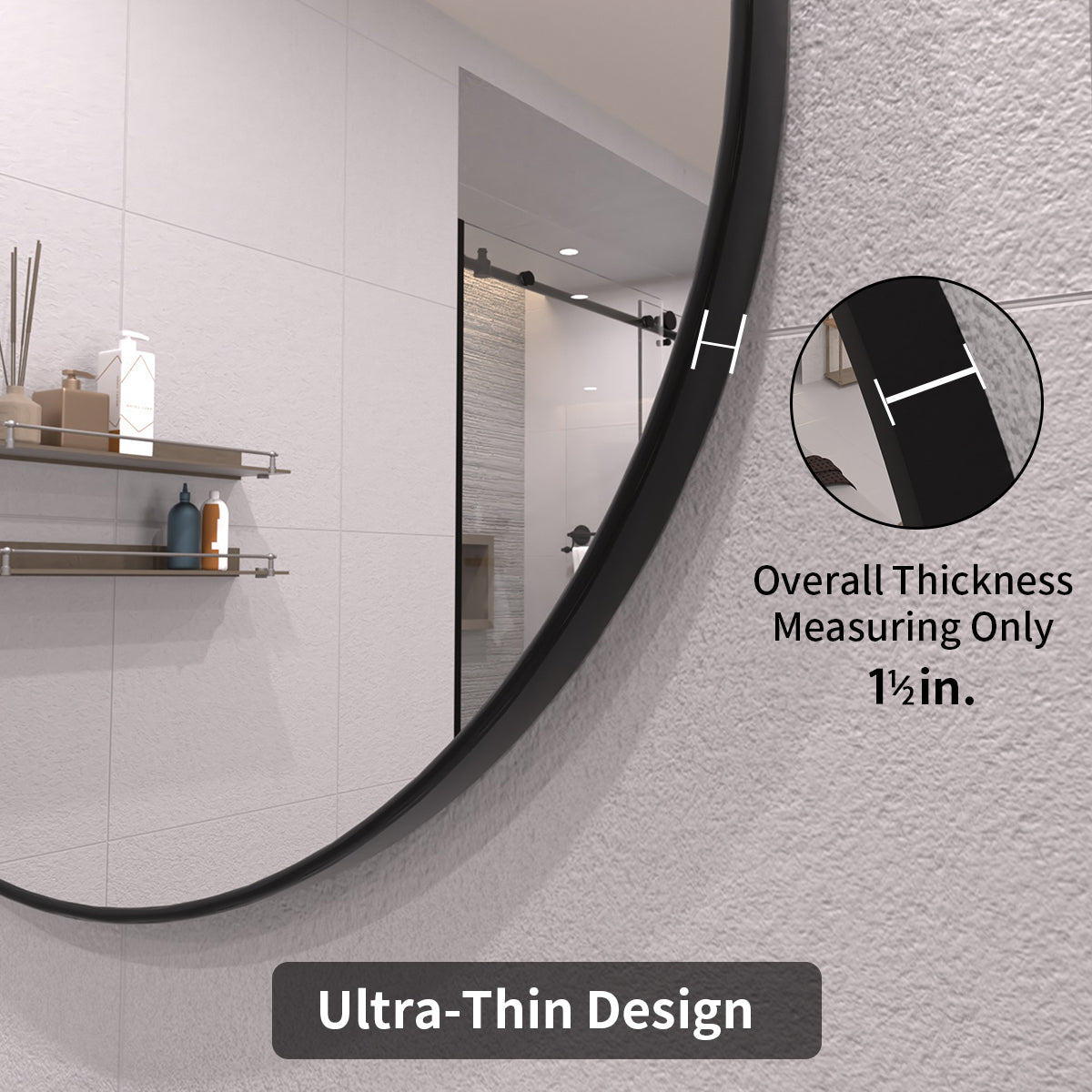 TaiMei Multiple sizes Round Framed Wall Bathroom Vanity Mirror in Matte Black rm24-BL05
