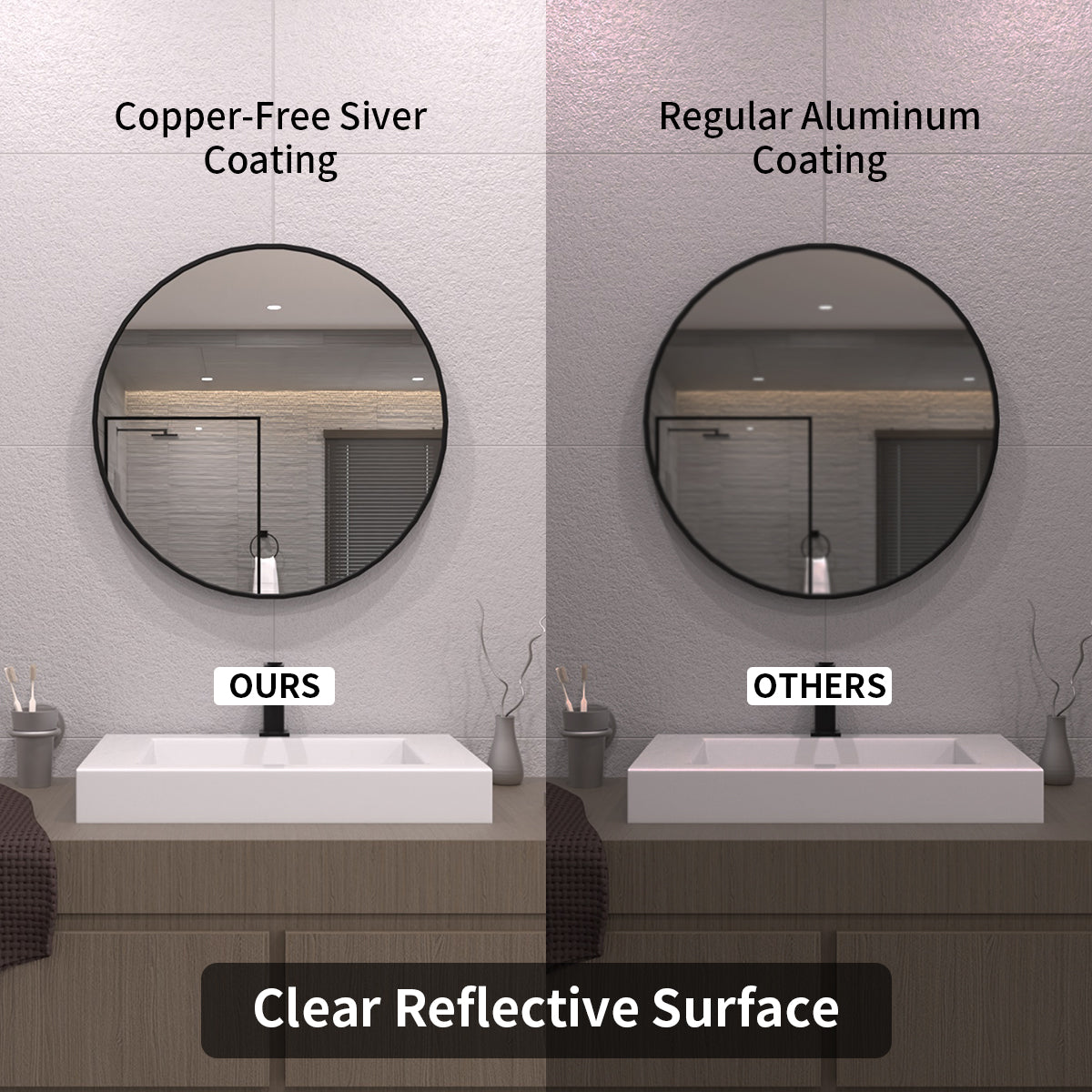 TaiMei Multiple sizes Round Framed Wall Bathroom Vanity Mirror in Matte Black rm24-BL07