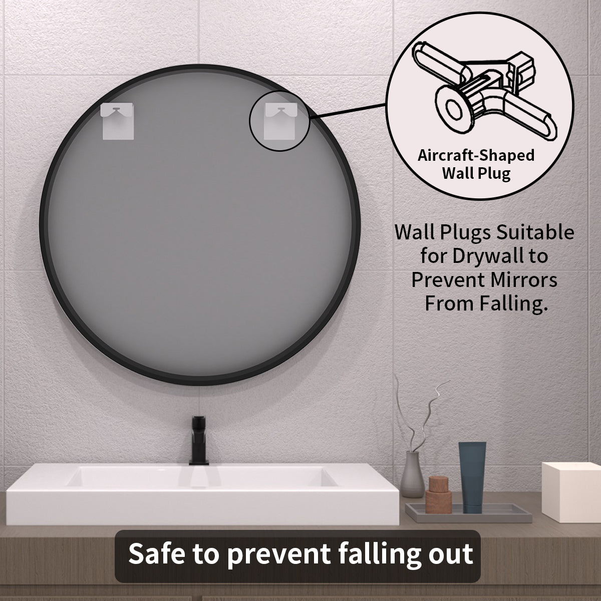 TaiMei Multiple sizes Round Framed Wall Bathroom Vanity Mirror in Matte Black rm24-BL10