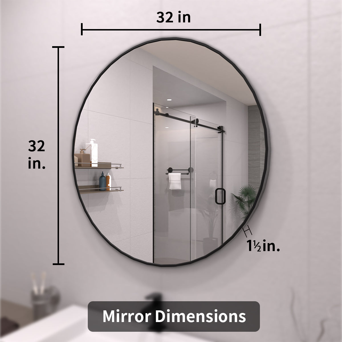 TaiMei Multiple sizes Round Framed Wall Bathroom Vanity Mirror in Matte Black rm32-BL04