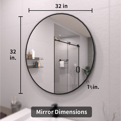 TaiMei Multiple sizes Round Framed Wall Bathroom Vanity Mirror in Matte Black rm32-BL04