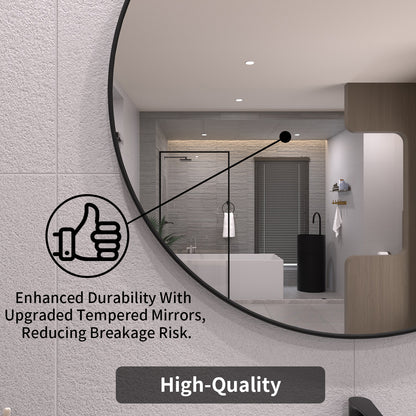 TaiMei Multiple sizes Round Framed Wall Bathroom Vanity Mirror in Matte Black rm32-BL06