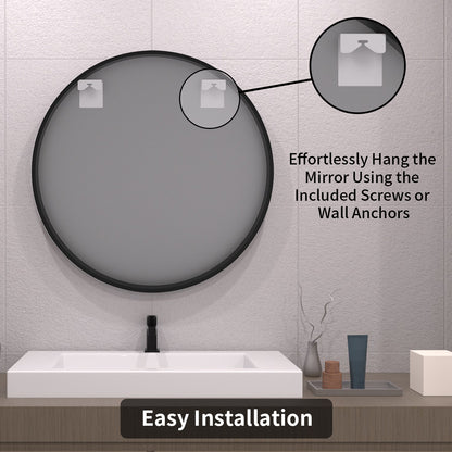TaiMei Multiple sizes Round Framed Wall Bathroom Vanity Mirror in Matte Black rm32-BL09